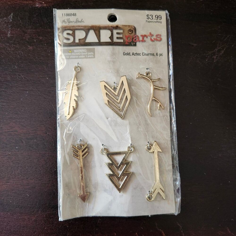 The Paper Studio Gold Aztec Charms 6 pc Set Jewelry Making Pendants Craft